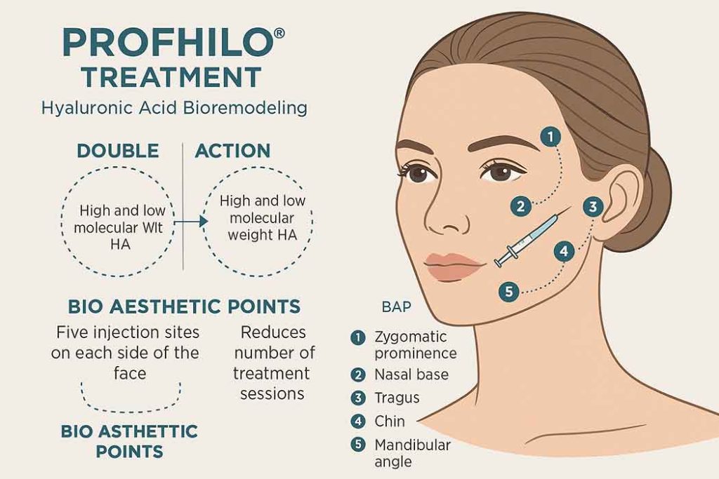 Profhilo face treatment areas at Park Square Clinic